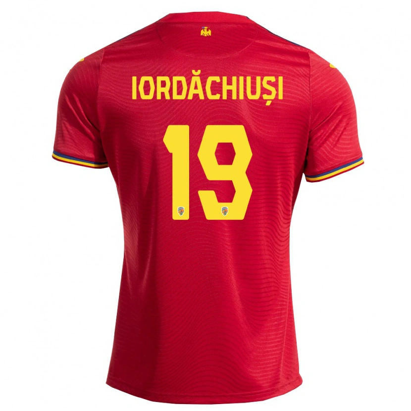 Danxen Women Romania Olga Iordăchiuși #19 Red Navy Yellow Away Jersey 26-28 T-Shirt