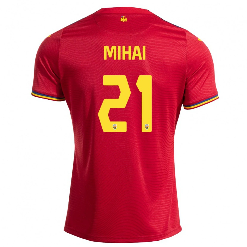 Danxen Women Romania Cristian Mihai #21 Red Navy Yellow Away Jersey 26-28 T-Shirt