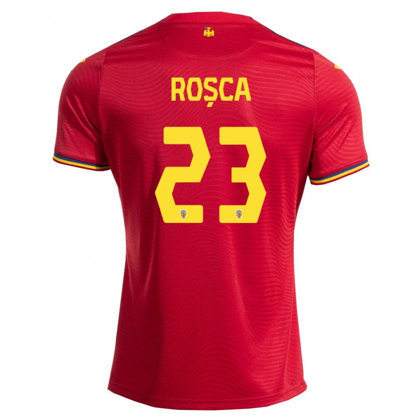 Danxen Women Romania Alexandru Roșca #23 Red Navy Yellow Away Jersey 26-28 T-Shirt