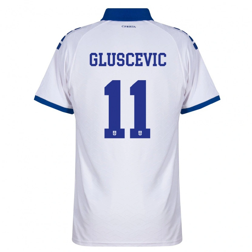 Danxen Women Serbia Matija Gluscevic #11 Navy White Red Away Jersey 26-28 T-Shirt