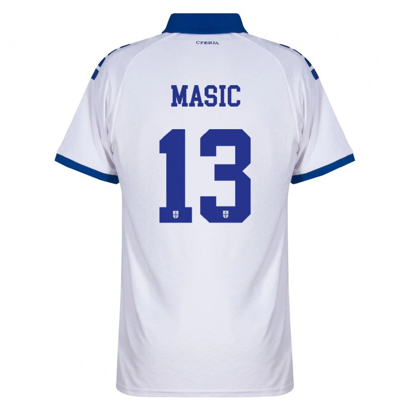 Danxen Women Serbia Stefan Masic #13 Navy White Red Away Jersey 26-28 T-Shirt