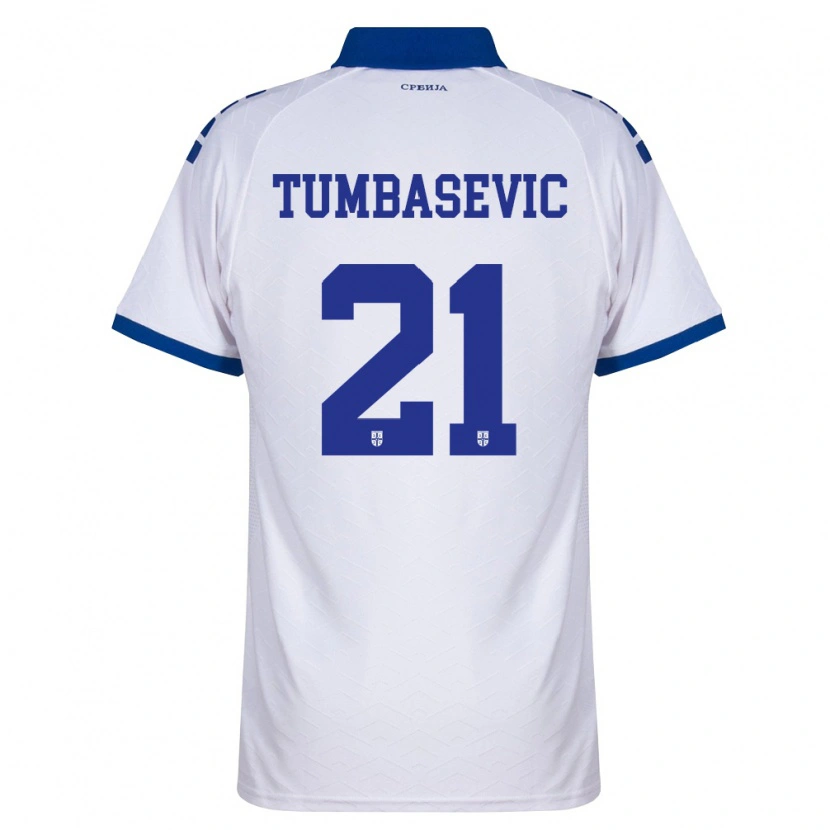 Danxen Women Serbia Andrej Tumbasevic #21 Navy White Red Away Jersey 26-28 T-Shirt