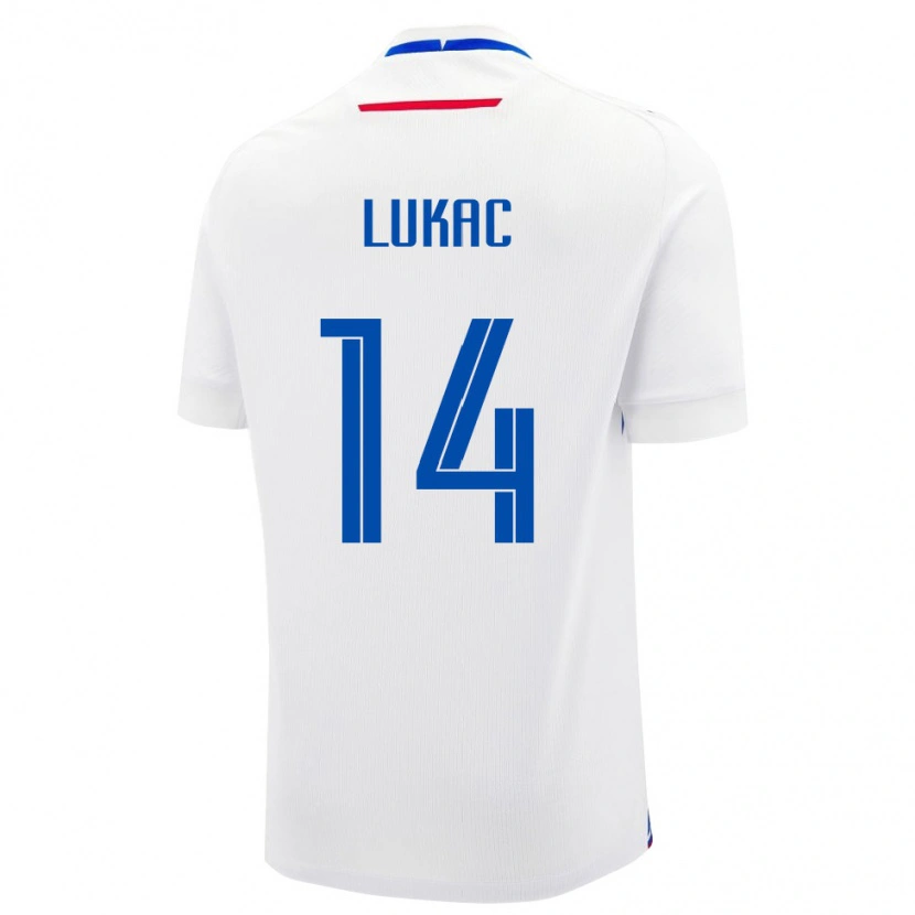 Danxen Women Slovakia Andrej Lukac #14 White Blue Away Jersey 26-28 T-Shirt