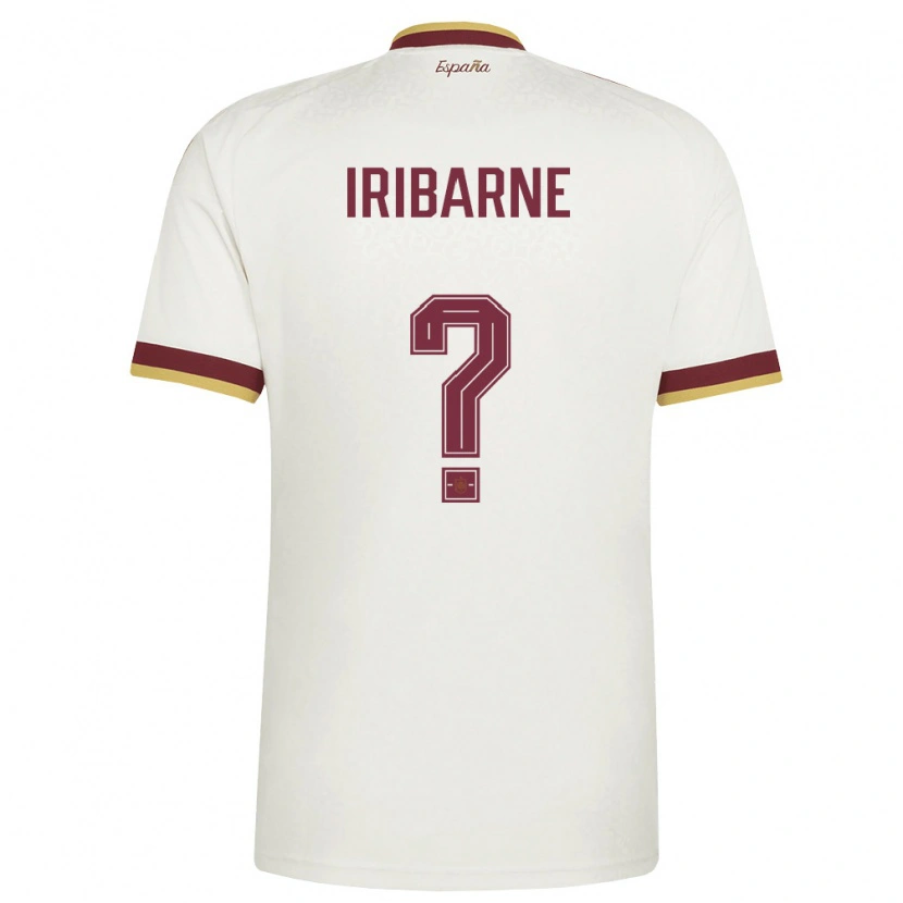 Danxen Women Spain Bruno Iribarne #0 Off-White Burgundy Away Jersey 26-28 T-Shirt