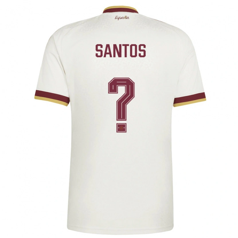 Danxen Women Spain Marc Santos #0 Off-White Burgundy Away Jersey 26-28 T-Shirt