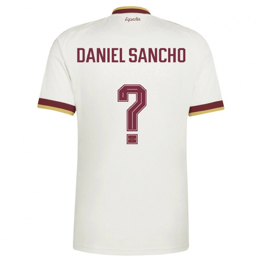 Danxen Women Spain Daniel Sancho #0 Off-White Burgundy Away Jersey 26-28 T-Shirt