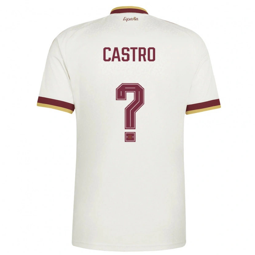 Danxen Women Spain Danel Castro #0 Off-White Burgundy Away Jersey 26-28 T-Shirt