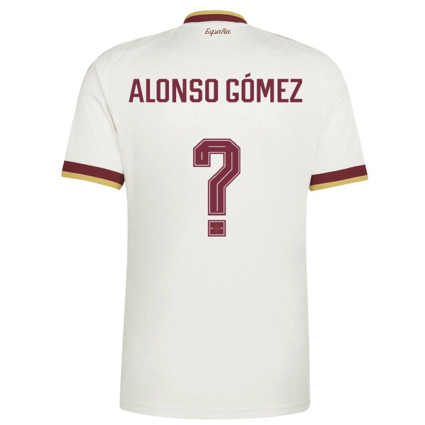 Danxen Women Spain Alonso Gómez #0 Off-White Burgundy Away Jersey 26-28 T-Shirt