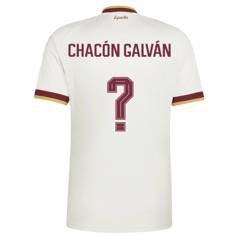 Danxen Women Spain Hugo Chacón Galván #0 Off-White Burgundy Away Jersey 26-28 T-Shirt
