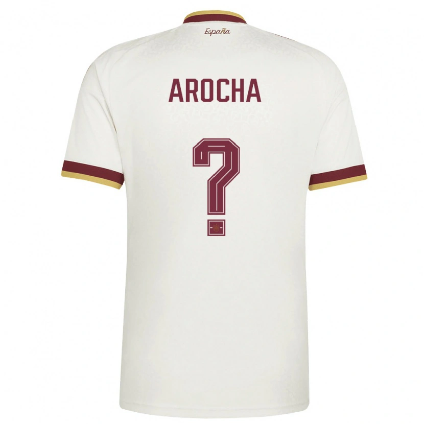 Danxen Women Spain Santi Arocha #0 Off-White Burgundy Away Jersey 26-28 T-Shirt