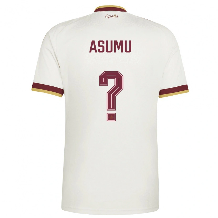 Danxen Women Spain Héctor Asumu #0 Off-White Burgundy Away Jersey 26-28 T-Shirt