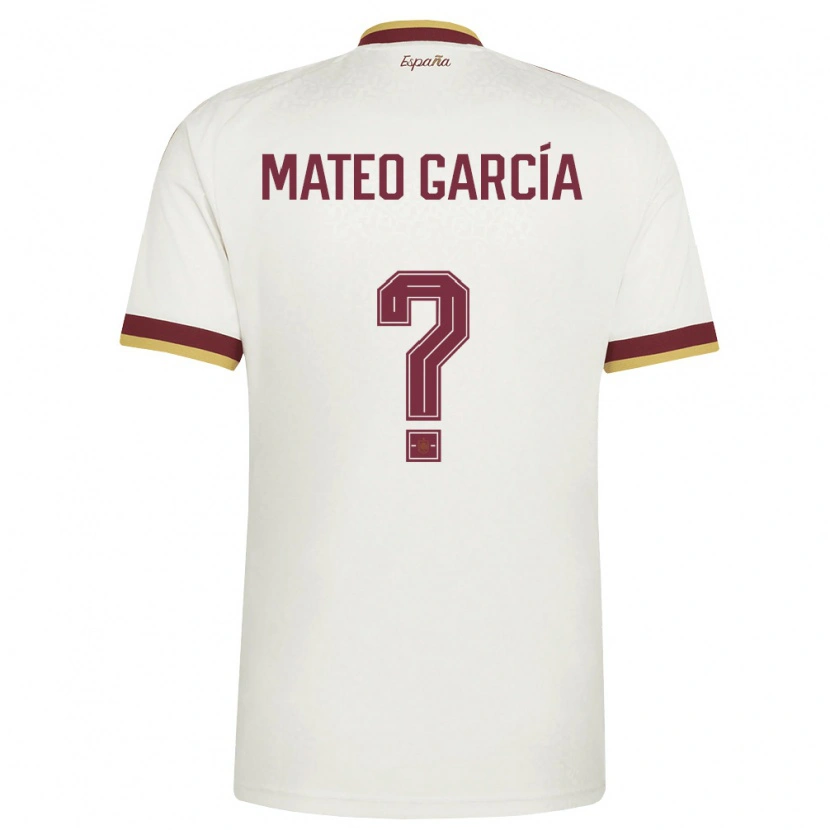 Danxen Women Spain Mateo García #0 Off-White Burgundy Away Jersey 26-28 T-Shirt