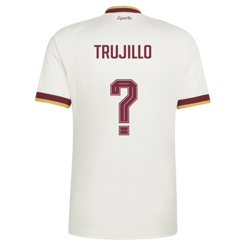 Danxen Women Spain Jairo Trujillo #0 Off-White Burgundy Away Jersey 26-28 T-Shirt