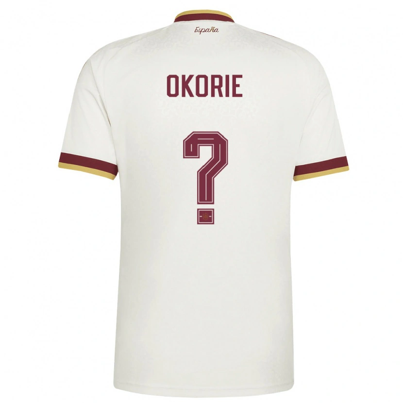 Danxen Women Spain Victory Okorie #0 Off-White Burgundy Away Jersey 26-28 T-Shirt
