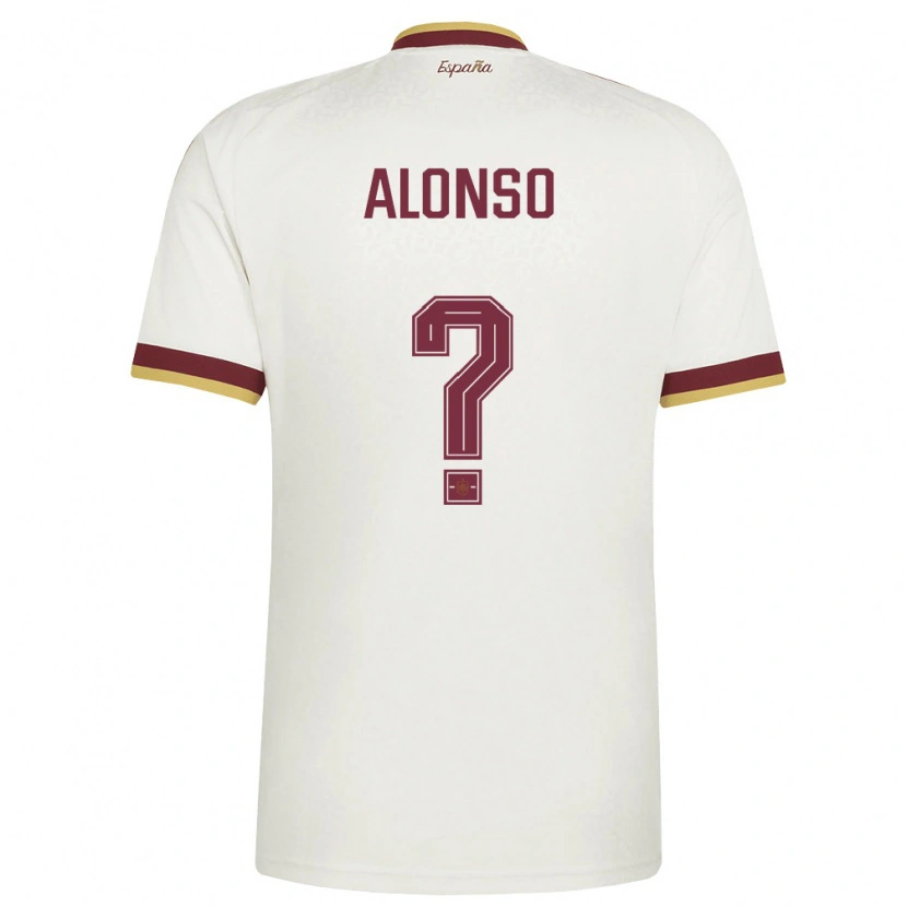 Danxen Women Spain German Alonso #0 Off-White Burgundy Away Jersey 26-28 T-Shirt