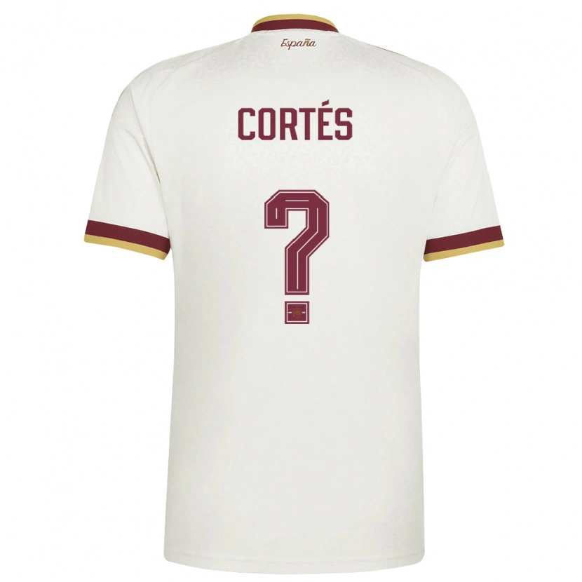 Danxen Women Spain Lucas Cortés #0 Off-White Burgundy Away Jersey 26-28 T-Shirt