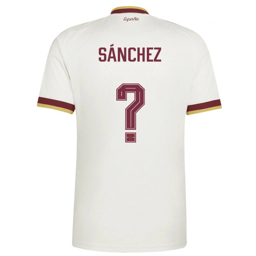 Danxen Women Spain Julen Sánchez #0 Off-White Burgundy Away Jersey 26-28 T-Shirt