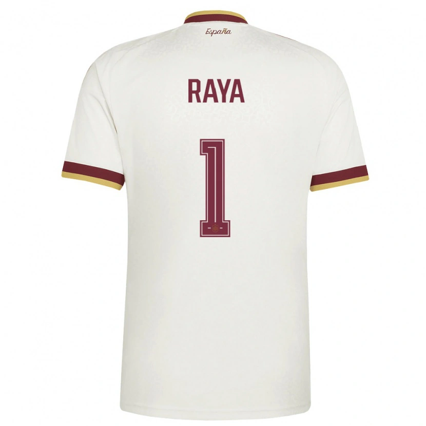 Danxen Women Spain David Raya #1 Off-White Burgundy Away Jersey 26-28 T-Shirt