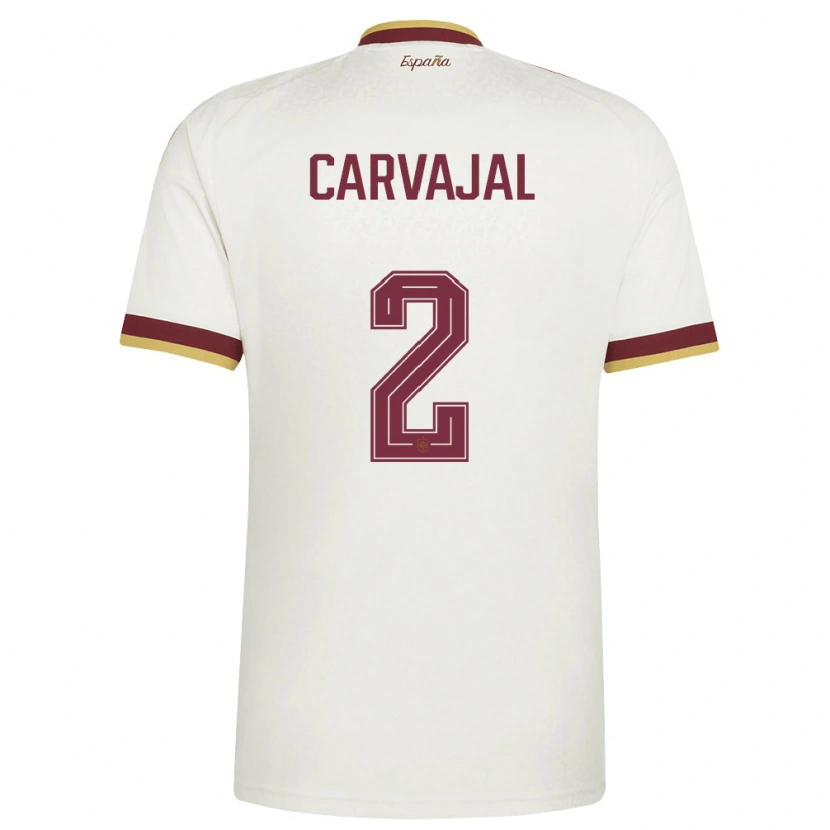 Danxen Women Spain Daniel Carvajal #2 Off-White Burgundy Away Jersey 26-28 T-Shirt