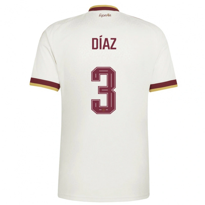 Danxen Women Spain Julio Díaz #3 Off-White Burgundy Away Jersey 26-28 T-Shirt