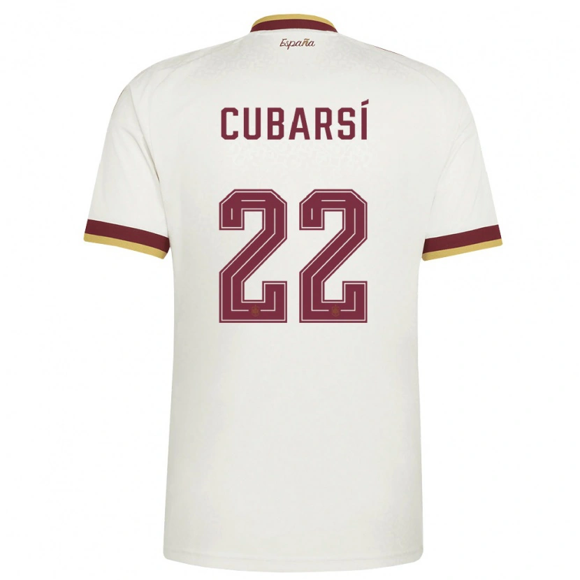 Danxen Women Spain Pau Cubarsí #22 Off-White Burgundy Away Jersey 26-28 T-Shirt