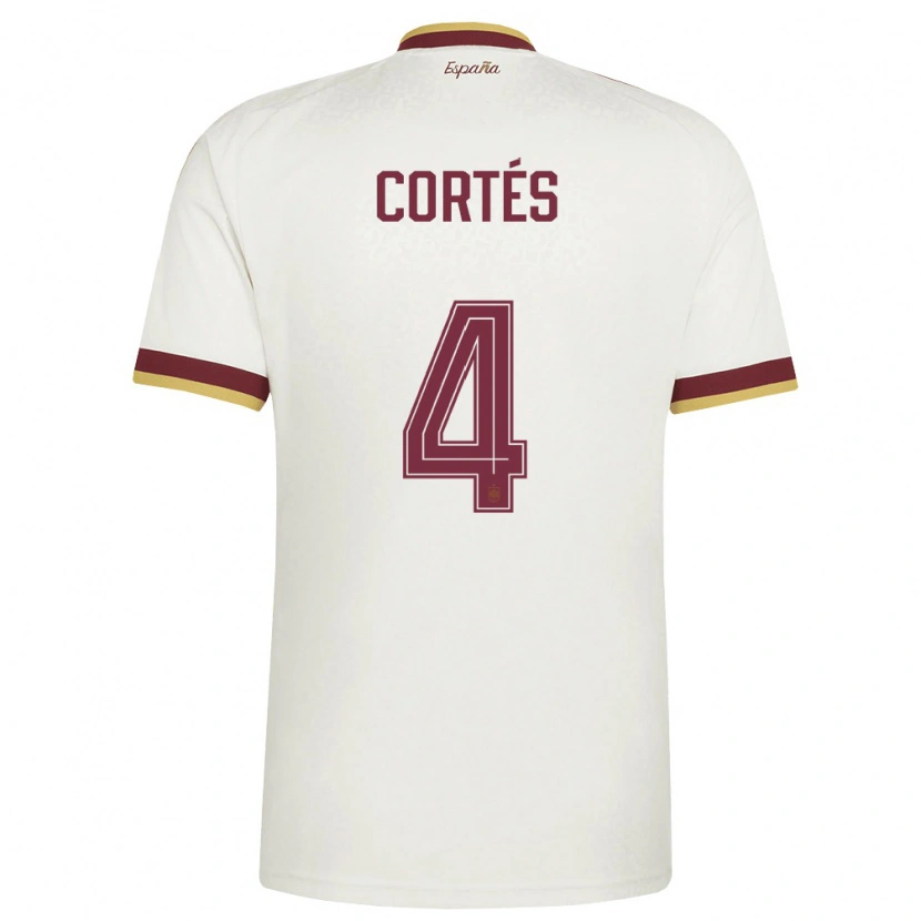 Danxen Women Spain Álvaro Cortés #4 Off-White Burgundy Away Jersey 26-28 T-Shirt