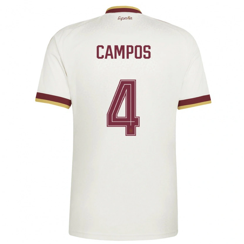 Danxen Women Spain Alex Campos #4 Off-White Burgundy Away Jersey 26-28 T-Shirt