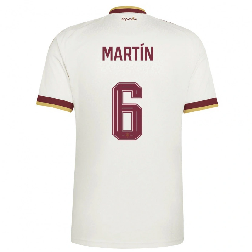 Danxen Women Spain Mario Martín #6 Off-White Burgundy Away Jersey 26-28 T-Shirt