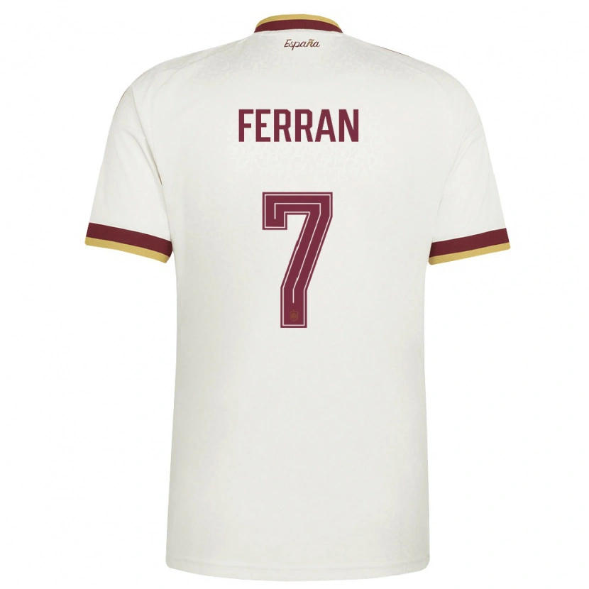 Danxen Women Spain Ferran Torres #7 Off-White Burgundy Away Jersey 26-28 T-Shirt