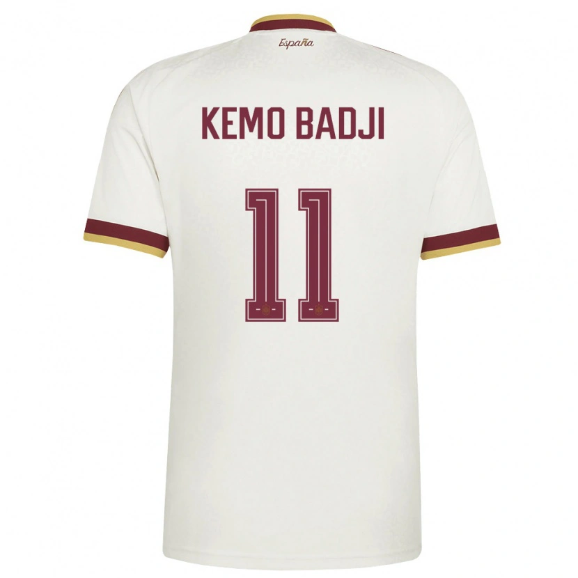 Danxen Women Spain Abdou Kemo Badji #11 Off-White Burgundy Away Jersey 26-28 T-Shirt