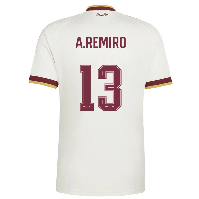 Danxen Women Spain Álex Remiro #13 Off-White Burgundy Away Jersey 26-28 T-Shirt