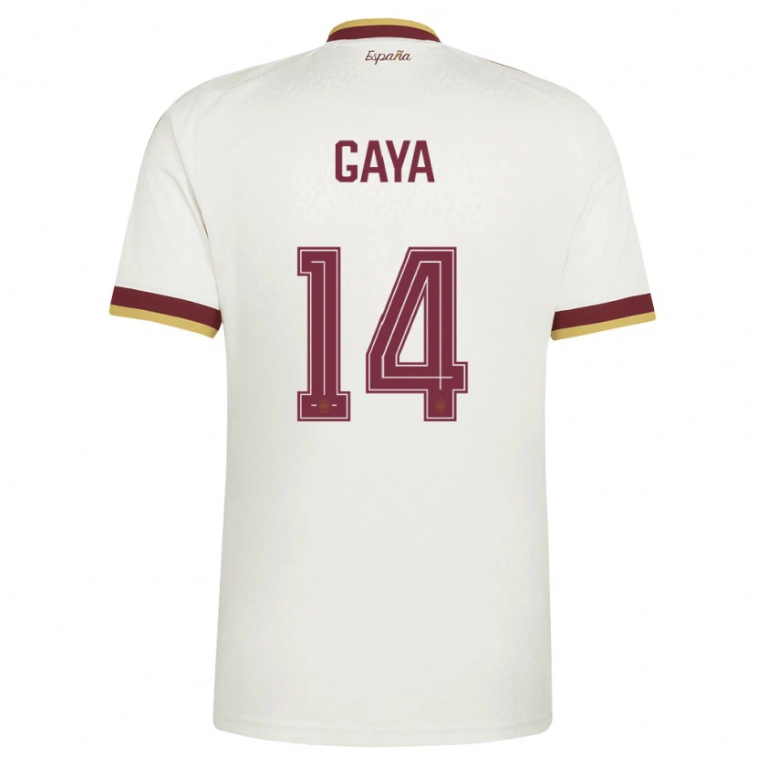 Danxen Women Spain Jose Gaya #14 Off-White Burgundy Away Jersey 26-28 T-Shirt