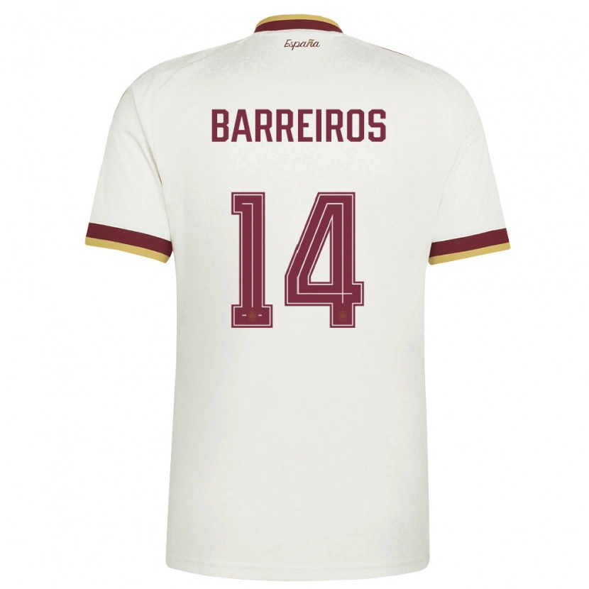 Danxen Women Spain Iago Barreiros #14 Off-White Burgundy Away Jersey 26-28 T-Shirt
