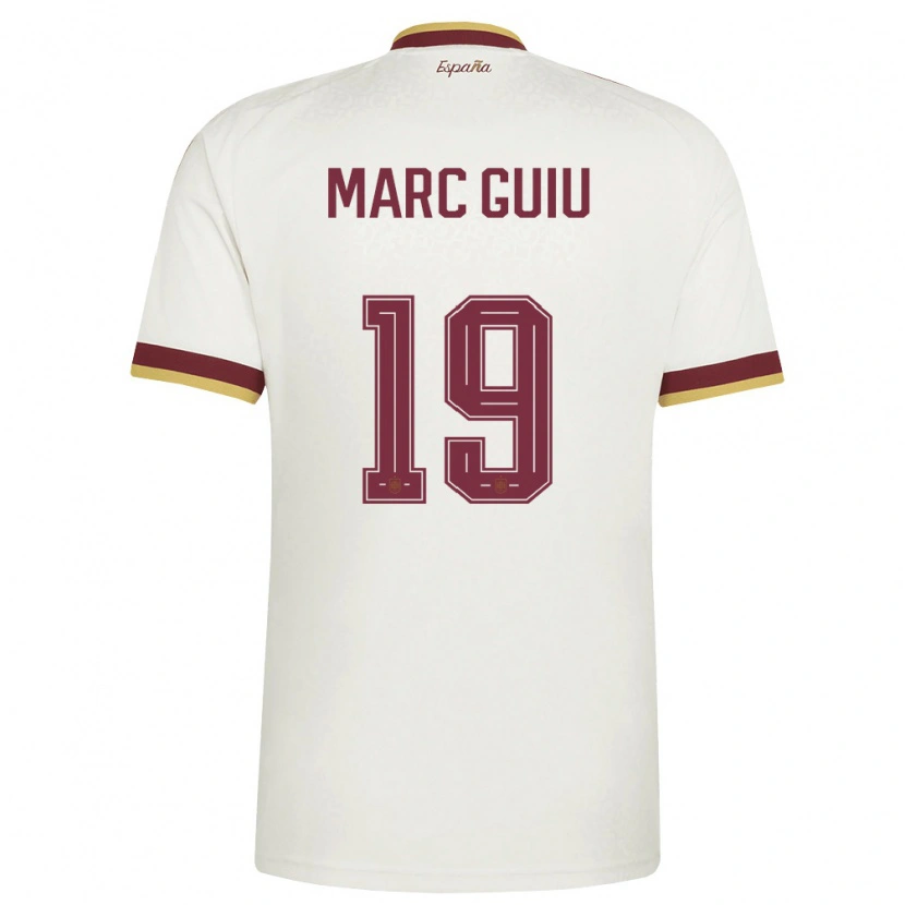 Danxen Women Spain Marc Guiu #19 Off-White Burgundy Away Jersey 26-28 T-Shirt