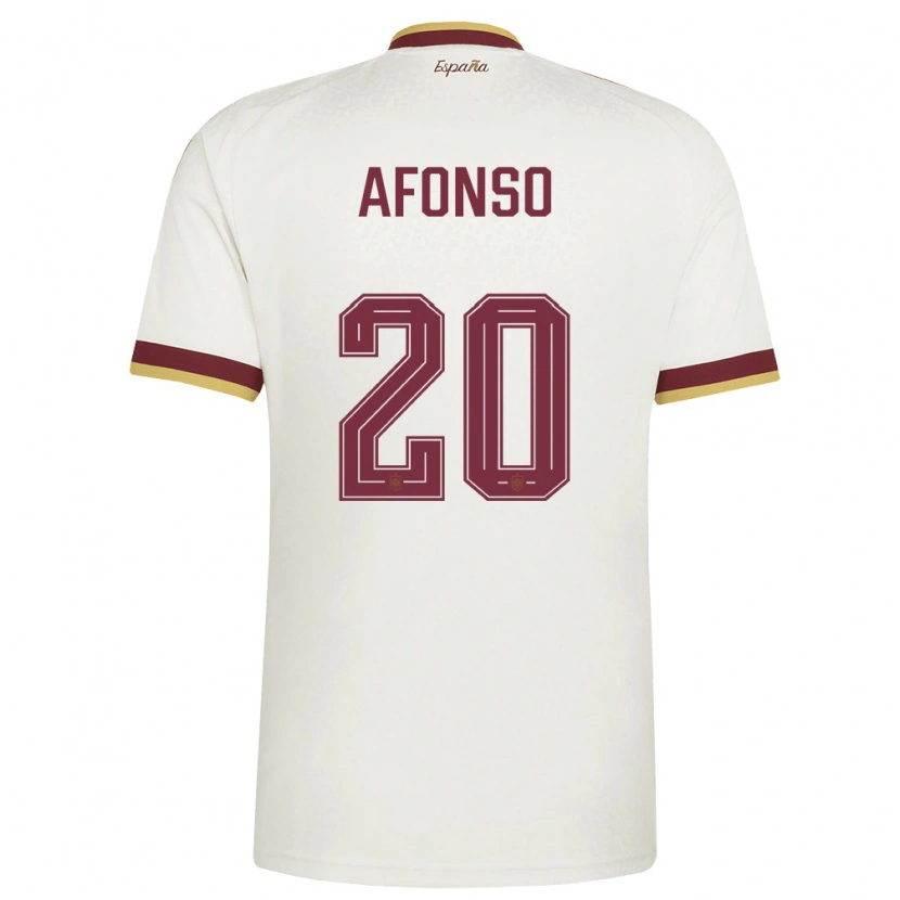 Danxen Women Spain Nicolás Afonso #20 Off-White Burgundy Away Jersey 26-28 T-Shirt