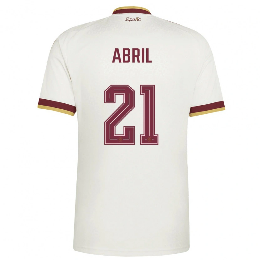 Danxen Women Spain Vicent Abril #21 Off-White Burgundy Away Jersey 26-28 T-Shirt
