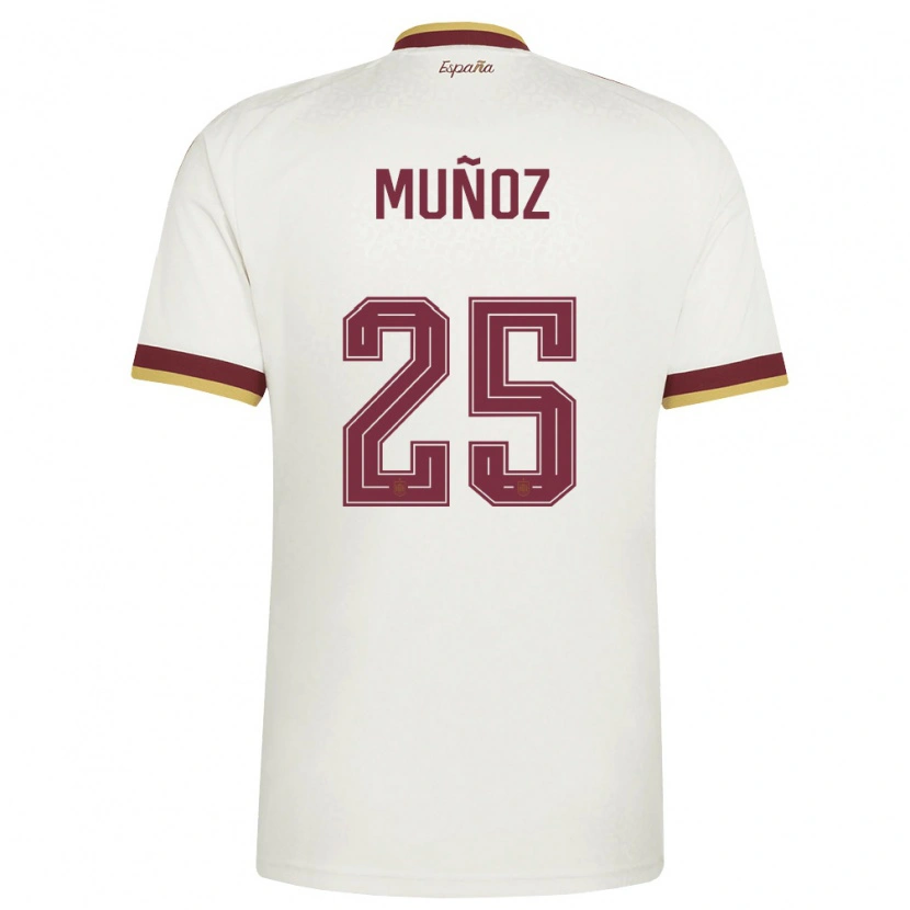 Danxen Women Spain Víctor Muñoz #25 Off-White Burgundy Away Jersey 26-28 T-Shirt
