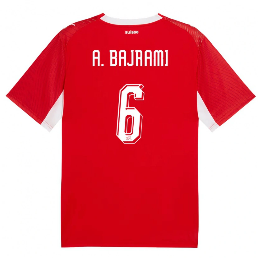 Danxen Kid Switzerland Adrian Bajrami #6 Red White Home Jersey 26-28 T-Shirt