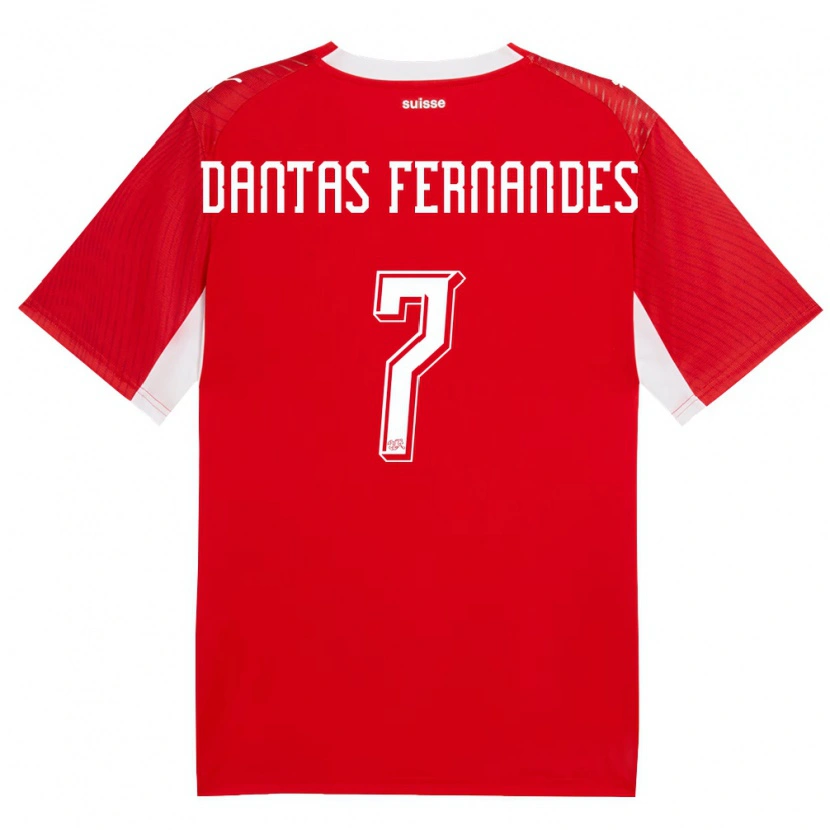 Danxen Kid Switzerland Ronaldo Dantas Fernandes #7 Red White Home Jersey 26-28 T-Shirt
