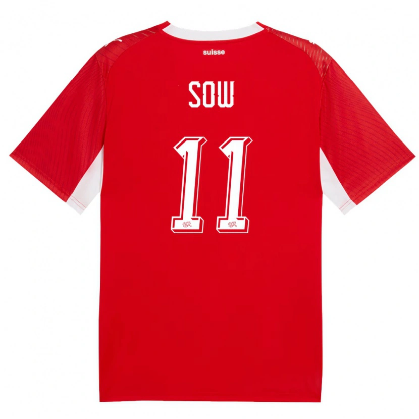 Danxen Kid Switzerland Coumba Sow #11 Red White Home Jersey 26-28 T-Shirt