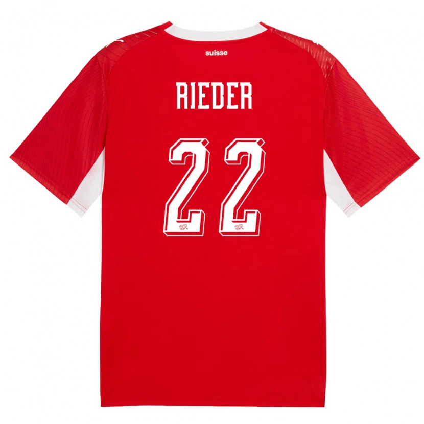 Danxen Kid Switzerland Fabian Rieder #22 Red White Home Jersey 26-28 T-Shirt