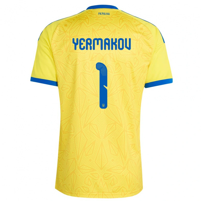 Danxen Kid Ukraine Georgiy Yermakov #1 Yellow Blue Home Jersey 26-28 T-Shirt