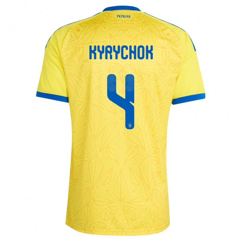 Danxen Kid Ukraine Mykola Kyrychok #4 Yellow Blue Home Jersey 26-28 T-Shirt