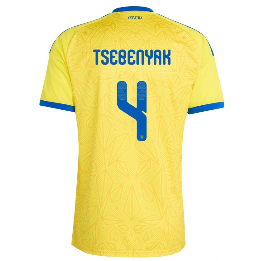 Danxen Kid Ukraine Dmytro Tsebenyak #4 Yellow Blue Home Jersey 26-28 T-Shirt