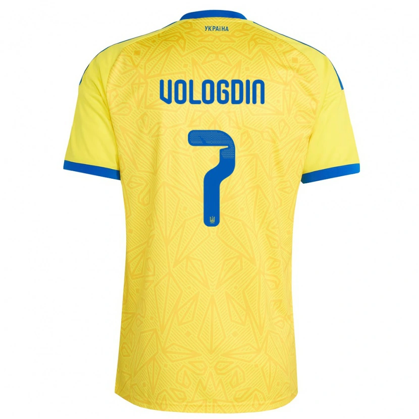 Danxen Kid Ukraine Oleksandr Vologdin #7 Yellow Blue Home Jersey 26-28 T-Shirt