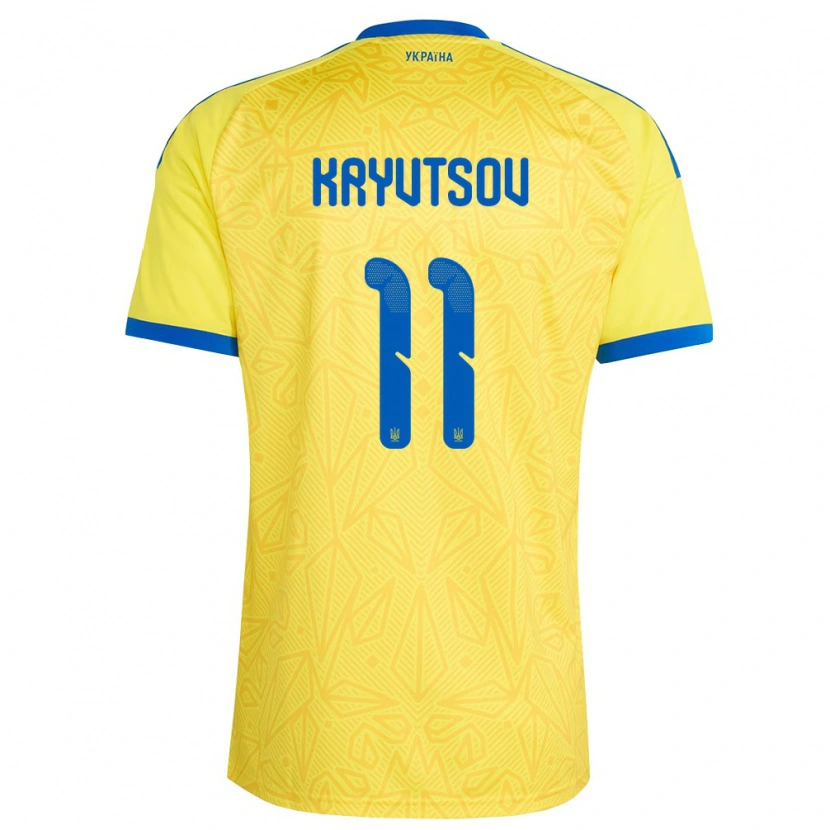 Danxen Kid Ukraine Nikita Kryvtsov #11 Yellow Blue Home Jersey 26-28 T-Shirt