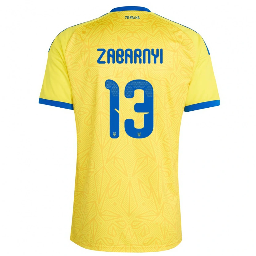 Danxen Kid Ukraine Ilya Zabarnyi #13 Yellow Blue Home Jersey 26-28 T-Shirt