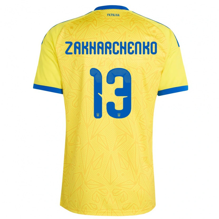 Danxen Kid Ukraine Vladyslav Zakharchenko #13 Yellow Blue Home Jersey 26-28 T-Shirt