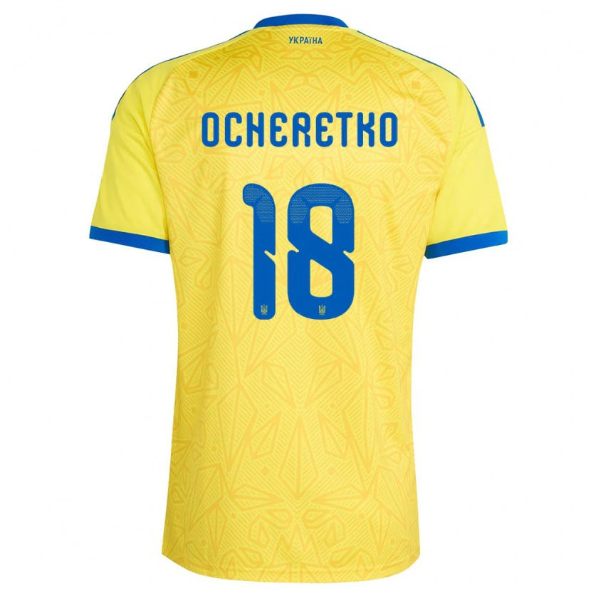 Danxen Kid Ukraine Oleg Ocheretko #18 Yellow Blue Home Jersey 26-28 T-Shirt