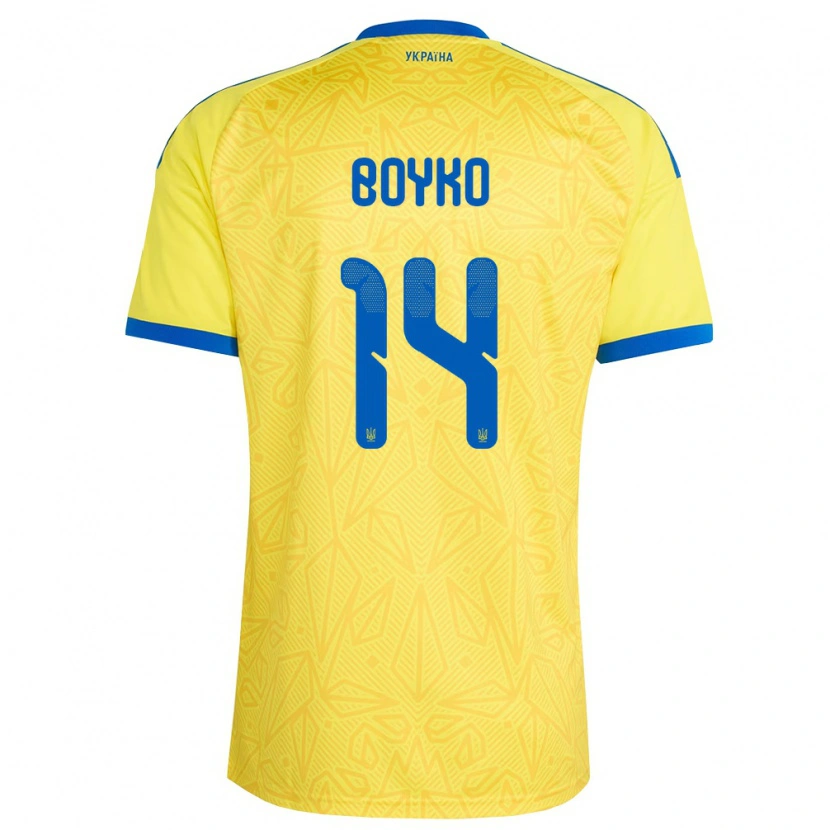 Danxen Kid Ukraine Evgen Boyko #14 Yellow Blue Home Jersey 26-28 T-Shirt
